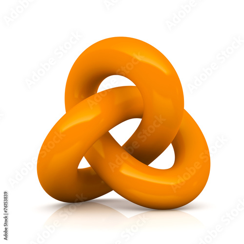Orange infinity knot isolated on white background