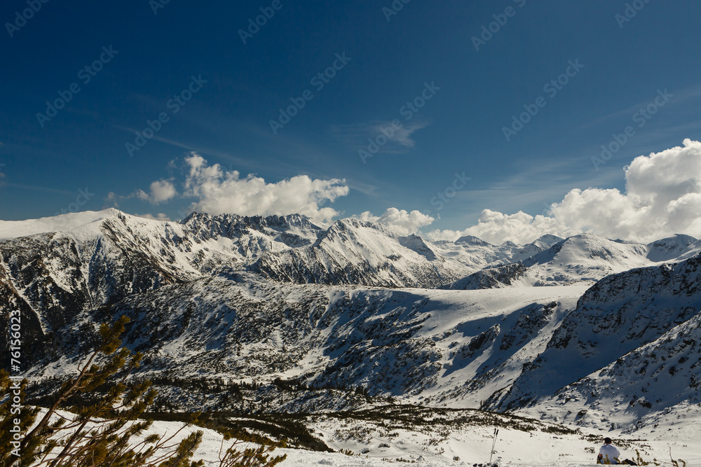 Mountains covered with snow in Pirin