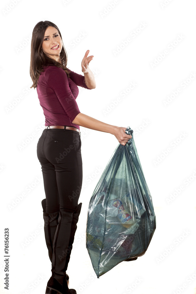 Woman Wrapped in Blue Garbage Bags · Free Stock Photo