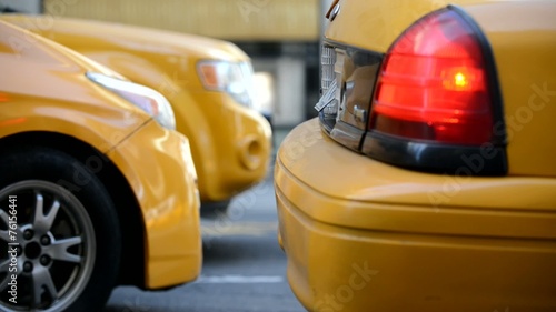 Taxi cabs in traffic, New York City
