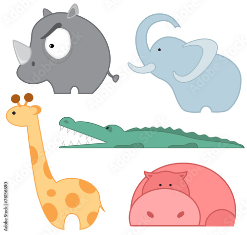 Zoo animals icon set