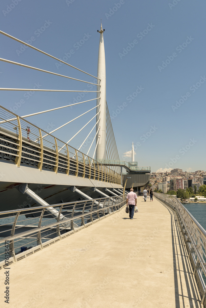 Obraz premium Suspended cable-stayed metro bridge in Istanbul