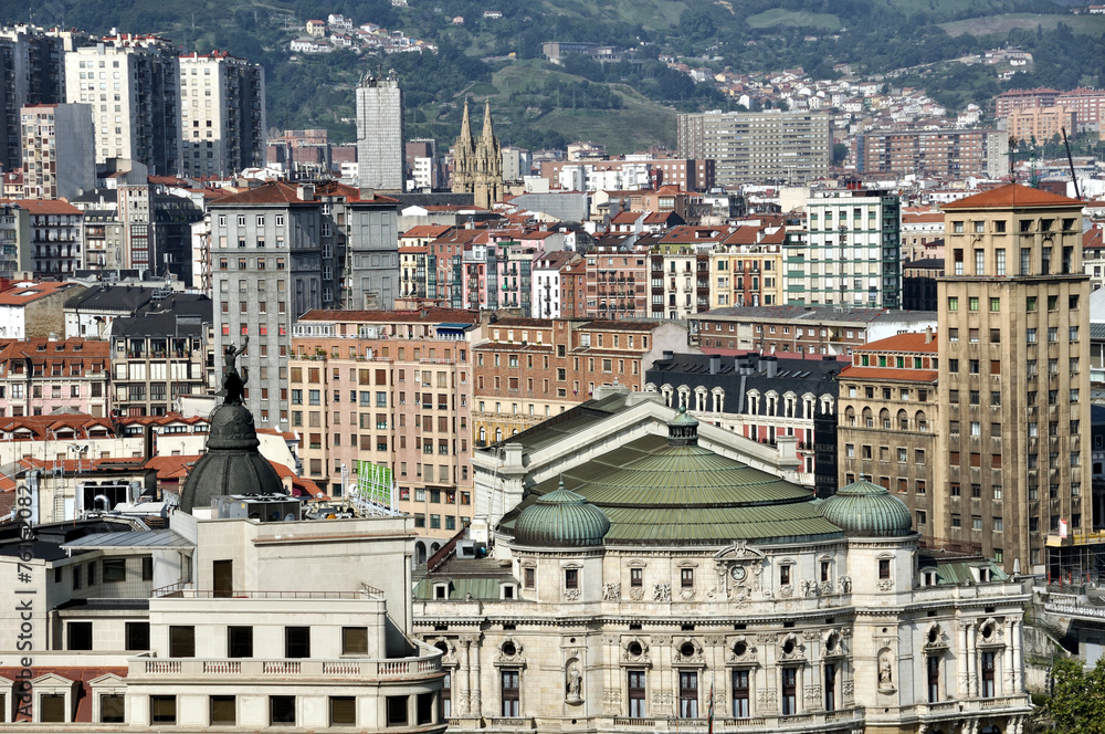 Aerial view of Bilbao old houses