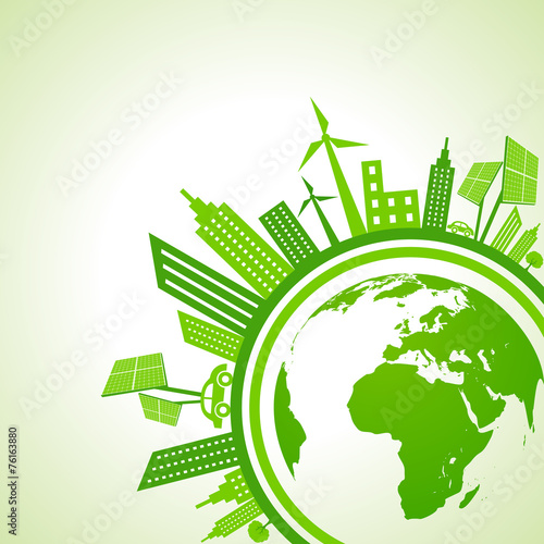 Ecology Concept - eco cityscape with earth stock vector