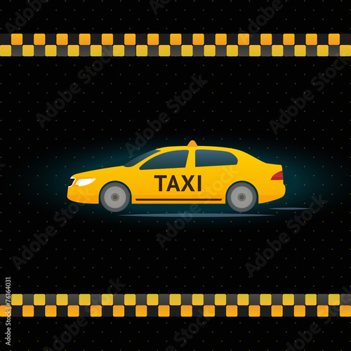 Yellow Taxi cab on black background