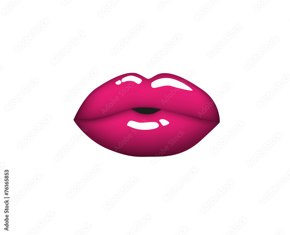 Beautiful woman kiss pink lips. Vector illustration Beautiful woman kiss pink lips. Vector illustration