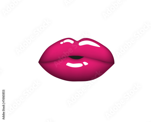 Beautiful woman kiss pink lips. Vector illustration