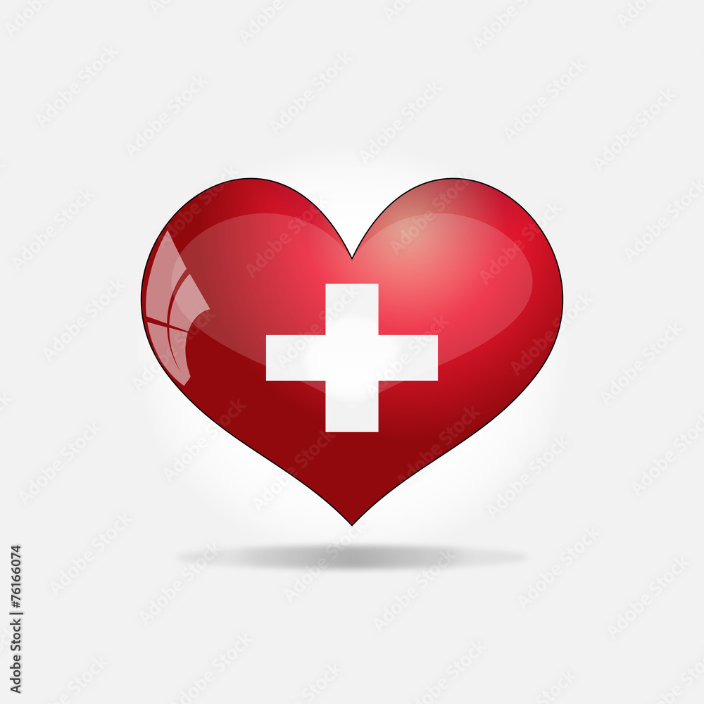Switzerland Flag in heart on White Background Switzerland Flag in heart on White Background