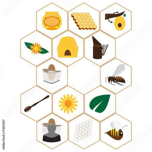 vector format. set of icons for beekeepers