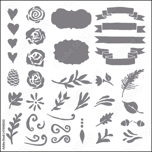 Set of plant elements for design.