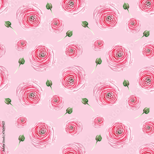 watercolor rose and brunch pattern