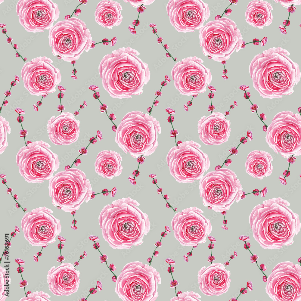 watercolor rose and brunch pattern watercolor rose and brunch pattern