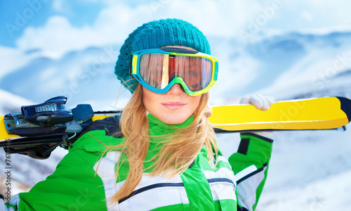 Portrait of skier girl