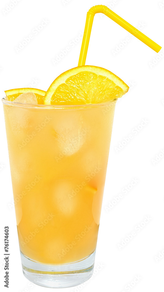 Cocktail with orange juice and ice cube Cocktail with orange juice and ice cube