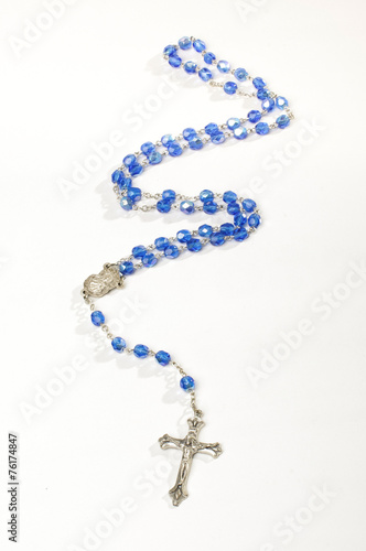 Obraz na plátně Blue rosary isolated vertical photo