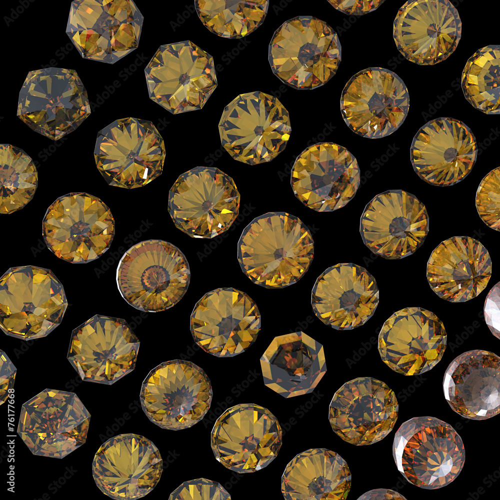 Round shape gemstone. Collections of jewelry gems on black Round shape gemstone. Collections of jewelry gems on black