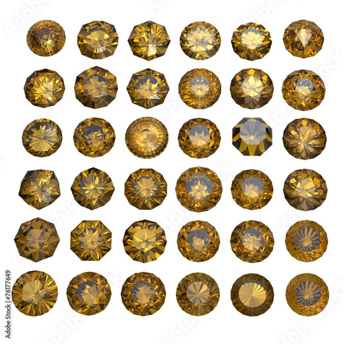 Round shape gemstone. Collections of jewelry gems