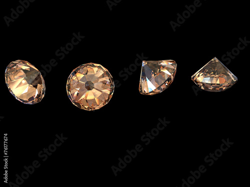 Round shape gemstone. Collections of jewelry gems on black