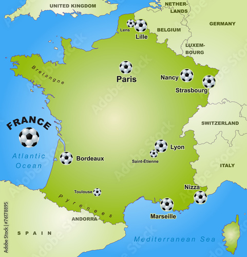 Frankreich mit Fußballaustragungsorten