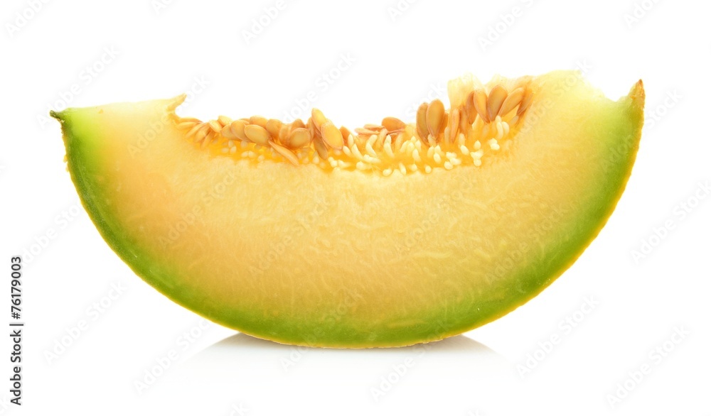 Melon galia slice, piece isolated white in studio Melon galia slice, piece isolated white in studio