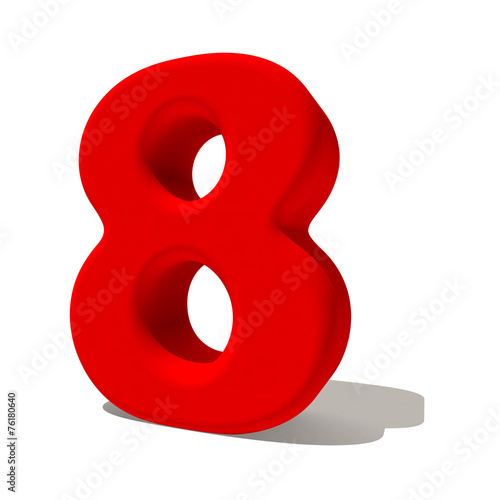 8 otto numero 3d rosso, isolato su fondo bianco