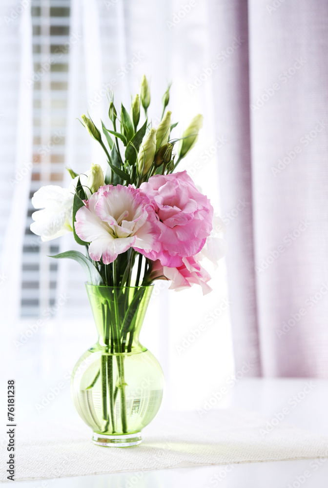 Beautiful flowers in vase with light from window Beautiful flowers in vase with light from window
