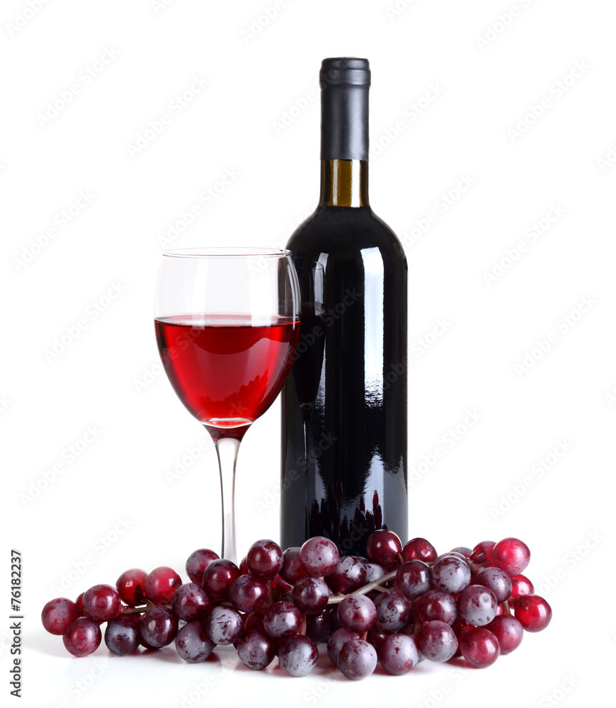 Red wine isolated on white