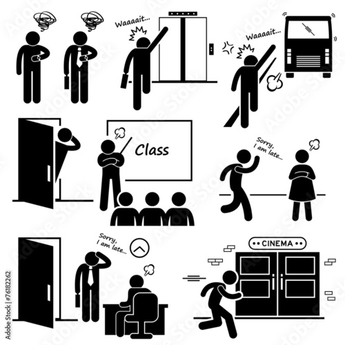 Running Late Stick Figure Pictogram
