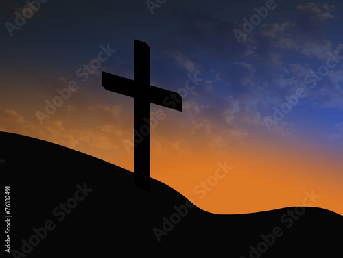 cross silhouette with sunrise christian symbol of resurrection