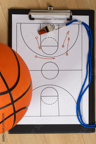 Whistle And Basketball Tactics On Paper © Andrey Popov