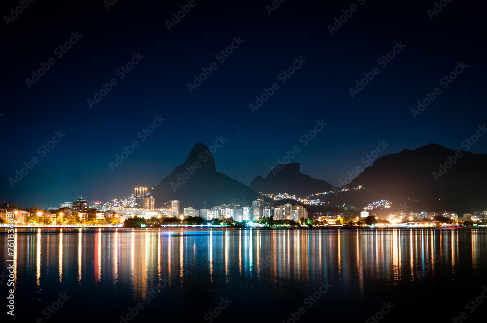 Night View of Mountains and City Lights of Rio de Janeiro Night View of Mountains and City Lights of Rio de Janeiro