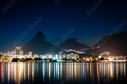 Night View of Mountains and City Lights of Rio de Janeiro