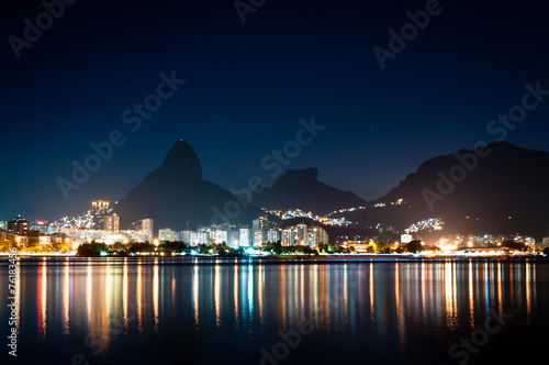 Night View of Mountains and City Lights of Rio de Janeiro