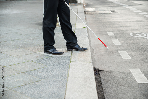 Blind Person Crossing Street photo