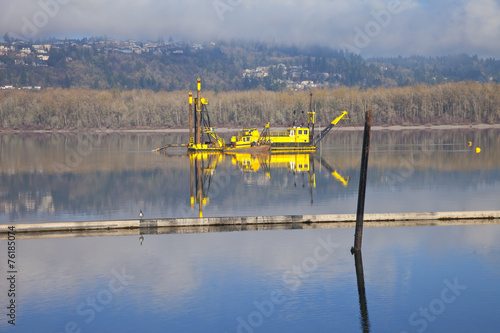 Dredging boats in the Columbia River.