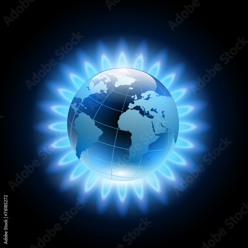 blue flame around the planet earth
