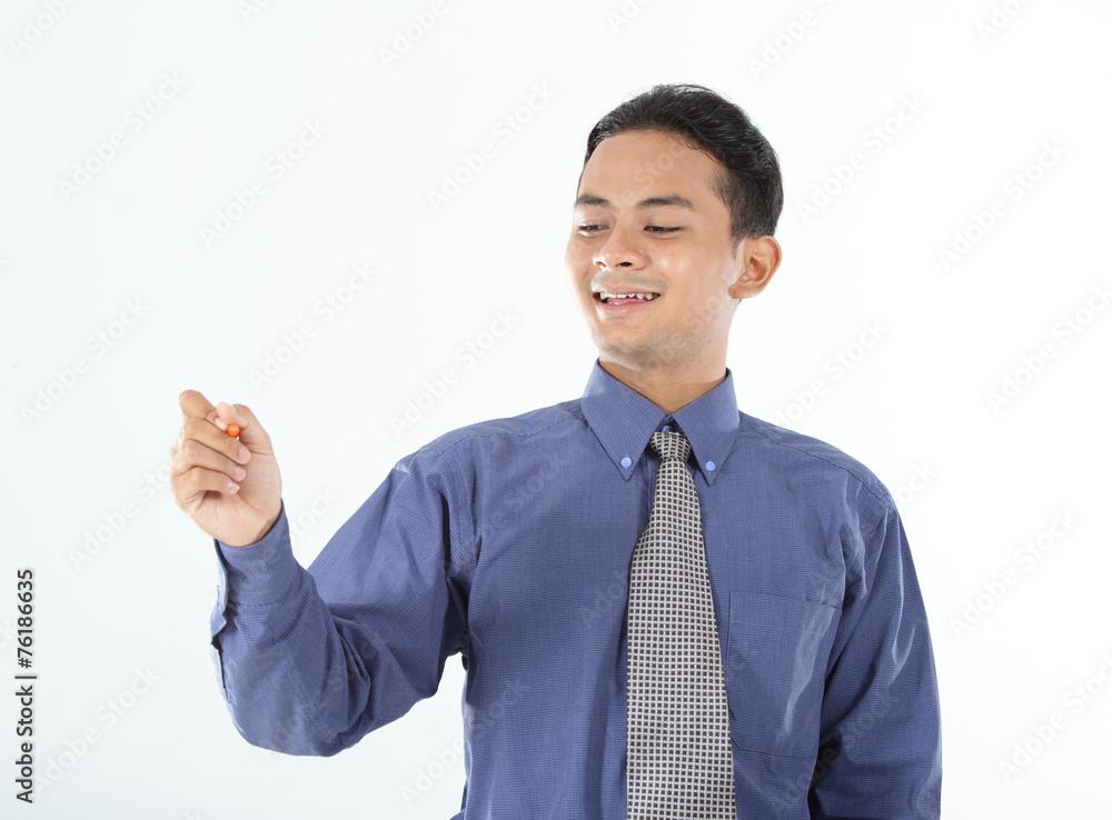 business man with hand gesture show a typing business man with hand gesture show a typing