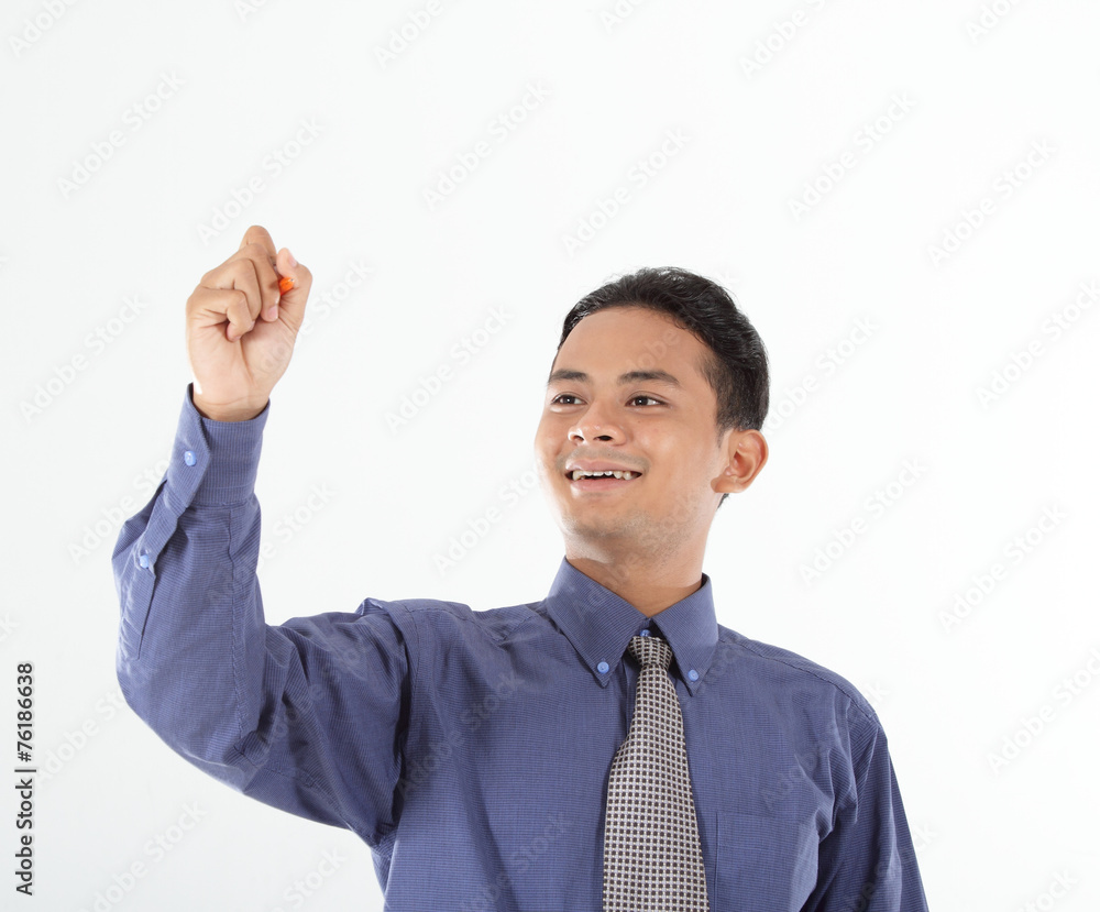 business man with hand gesture show a typing business man with hand gesture show a typing