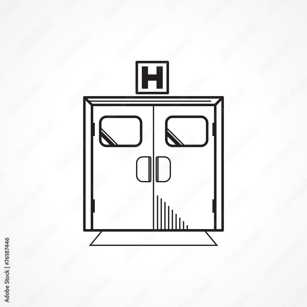 Black line vector icon for hospital entrance door Black line vector icon for hospital entrance door