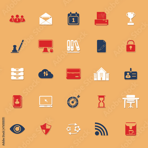 Business management classic color icons with shadow