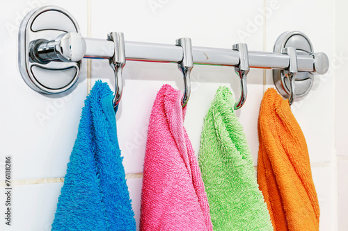 colored towels hanging