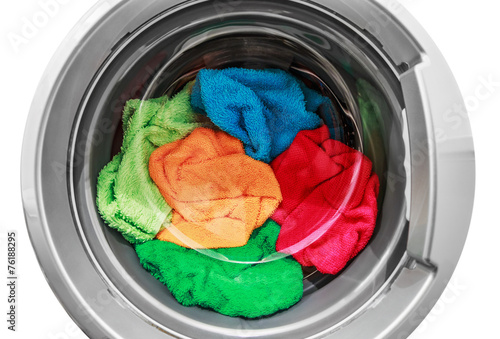 colorful clothes in the washing machine