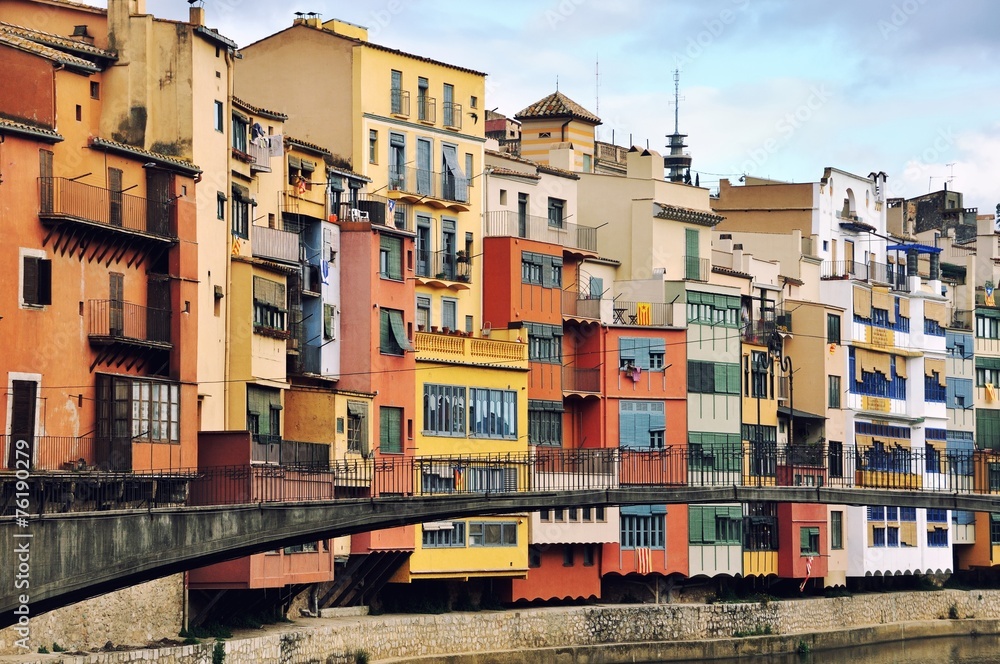 Colorful houses of Girona, Catalonia
