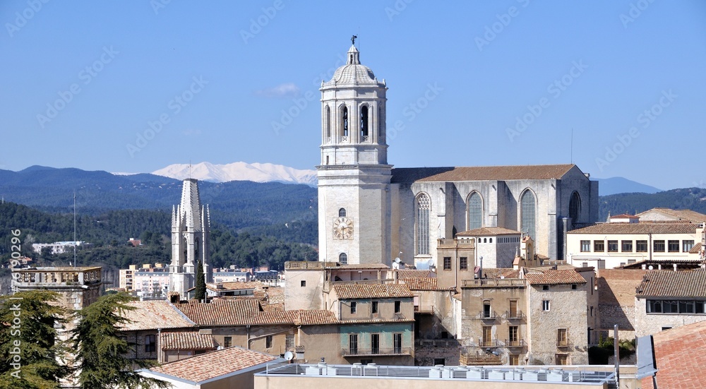 Aerial view of Church in Girona, Catalonia