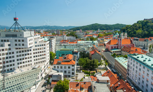 Ljubljana urban landscape, view from Neboticnik, Slovenia