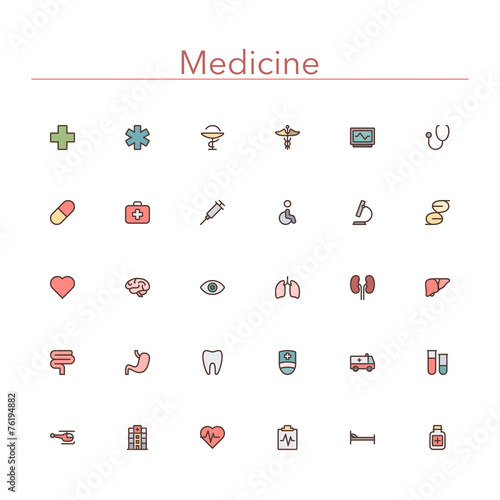 Medicine Colored Line Icons