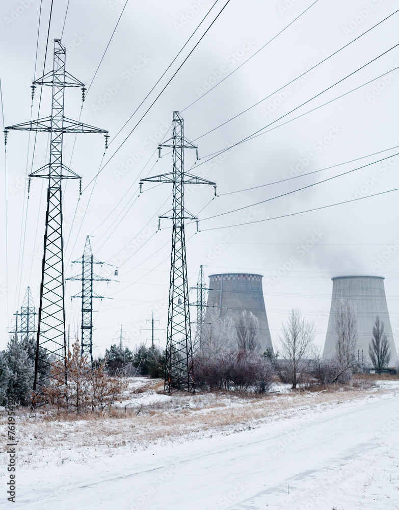 Cogeneration plant near Kyiv (Ukraine) in winter Cogeneration plant near Kyiv (Ukraine) in winter