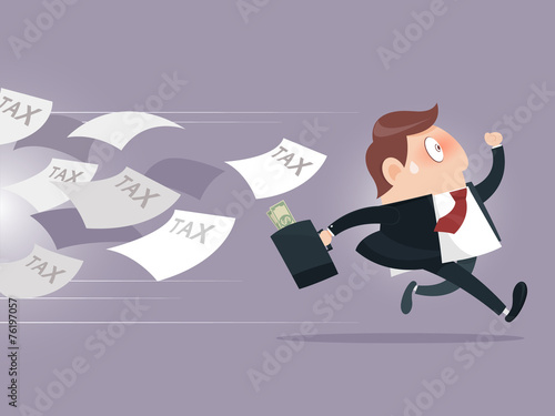 Businessman running away from tax