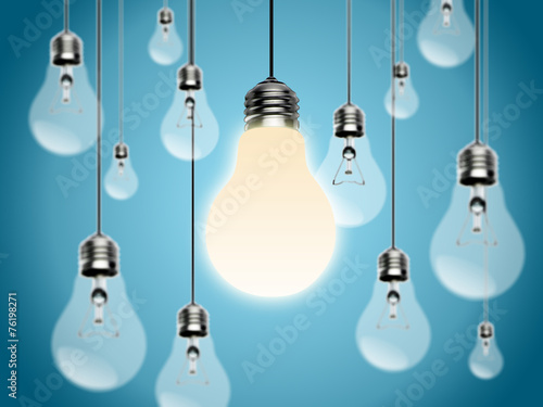 Light bulbs with Idea Conzept photo
