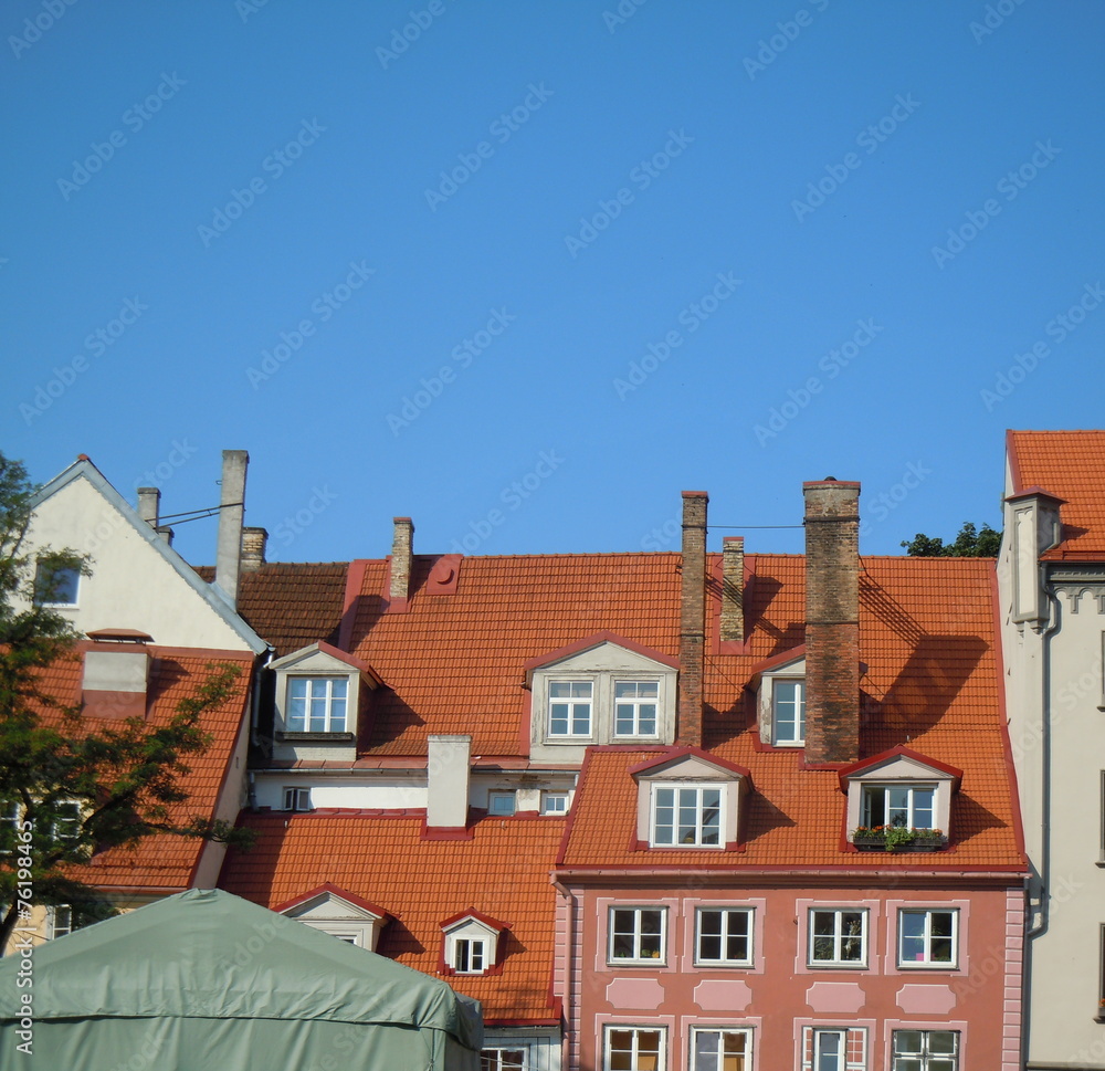 Red roofs, dormers and chimneys